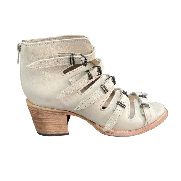 FREEBIRD Quinn Heeled Beige Leather Strap Sandals Women's Dust Bag & Box, Sz 8 - Picture 7 of 12